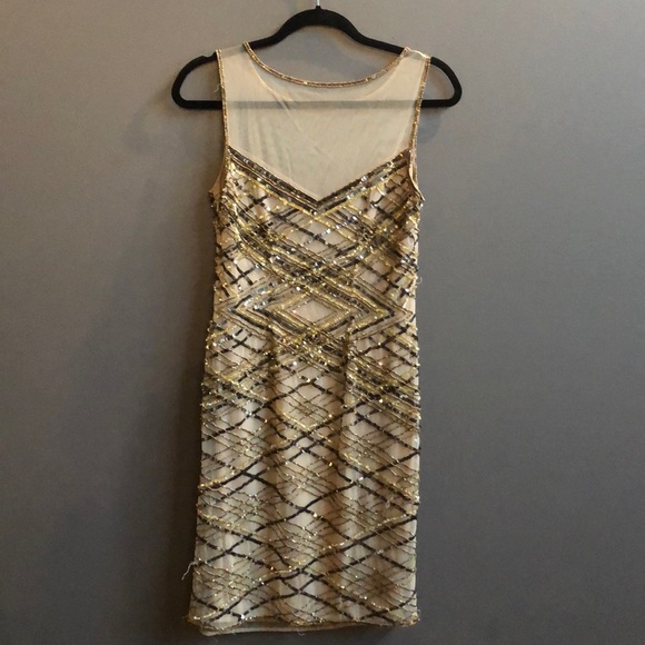 Sequin + Beaded Dress: Gold, Bronze - Picture 1 of 4
